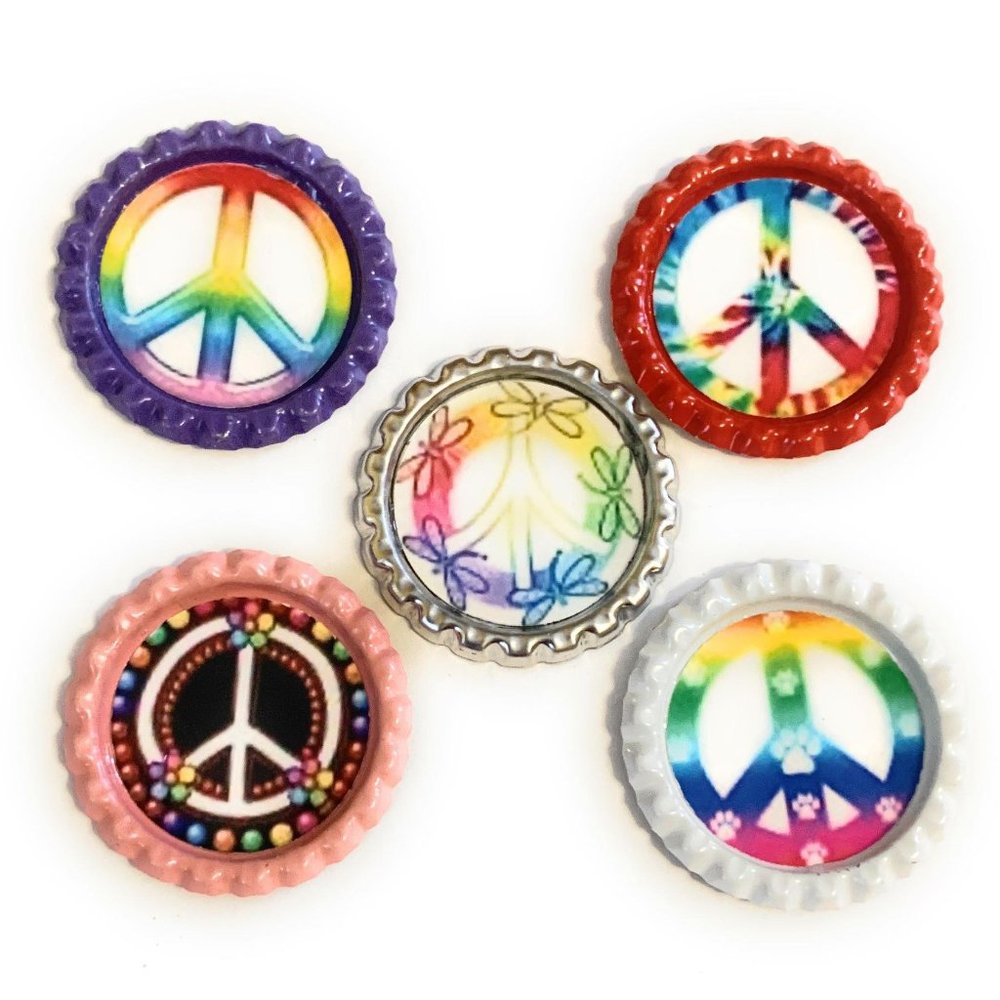 Rainbow Peace Sign Magnet Set